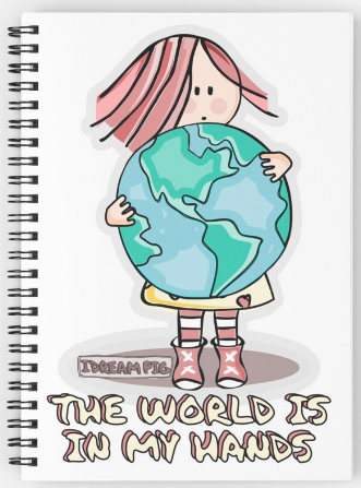 IDream Pig Doll The world is in my hands spiral notebook