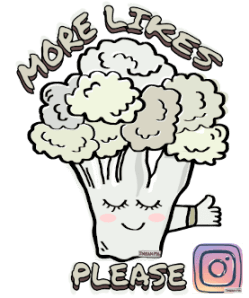Dibujo brocoli e icono de instagram quiere mas me gusta